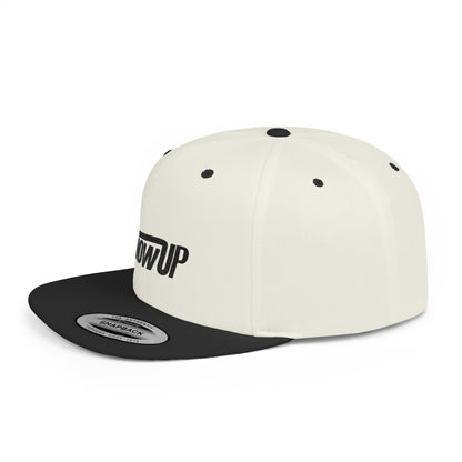 Stylish Flat Bill Snapback Hat - Show Up Statement Cap for Trendsetters, Casual Events, Gift, Streetwear, Everyday Use