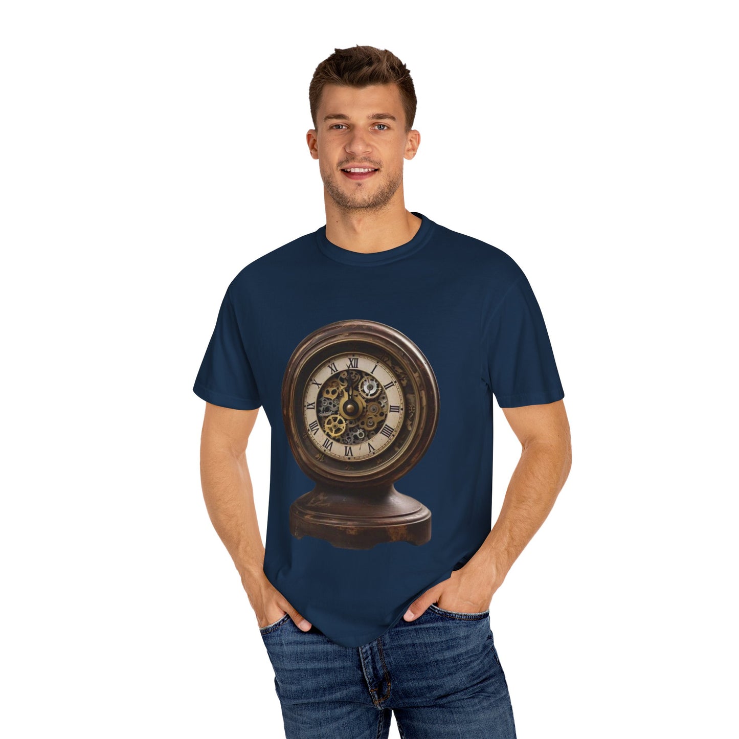 Vintage Clock Graphic Unisex Garment-Dyed T-Shirt