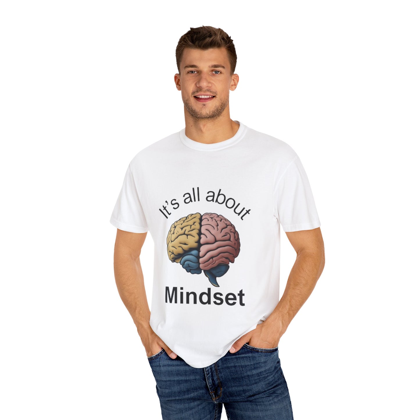 Mindset Unisex Garment-Dyed T-Shirt - Motivational Brain Design