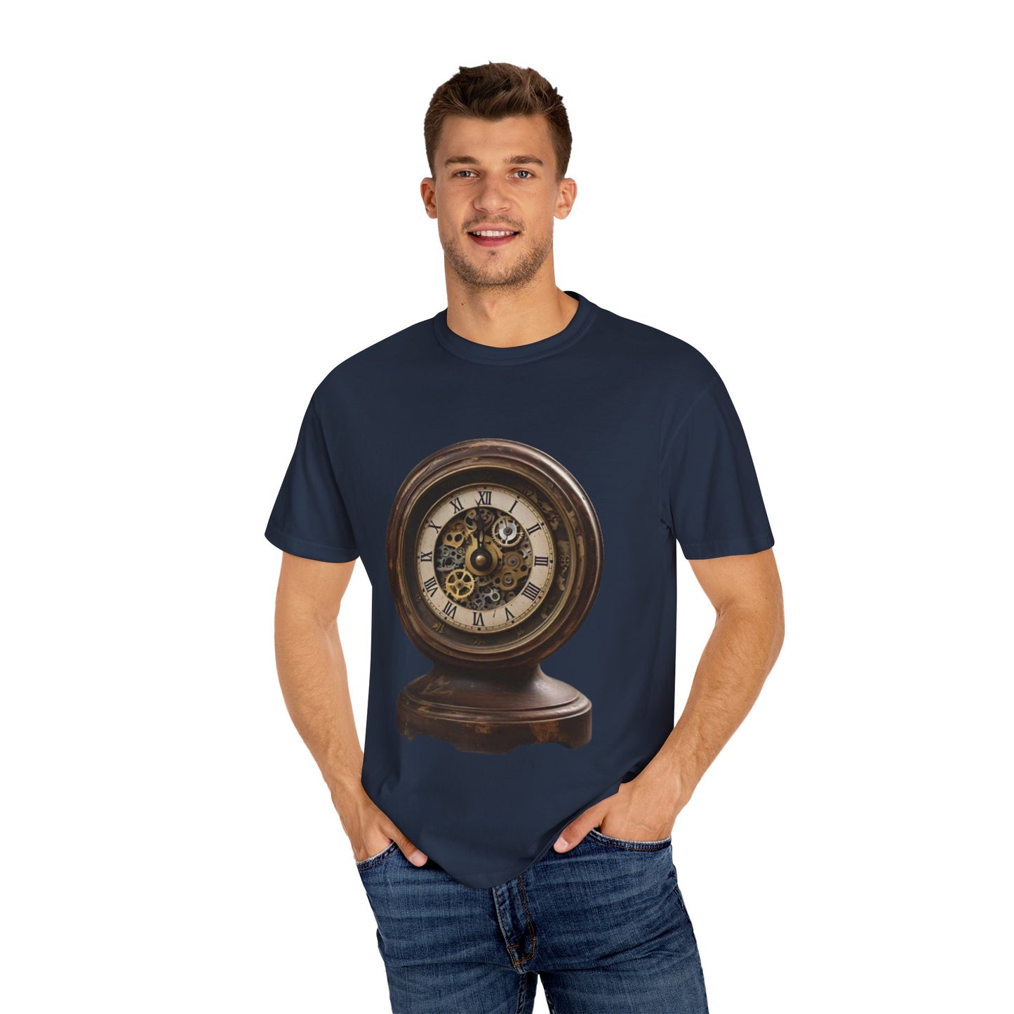Vintage Clock Graphic Unisex Garment-Dyed T-Shirt