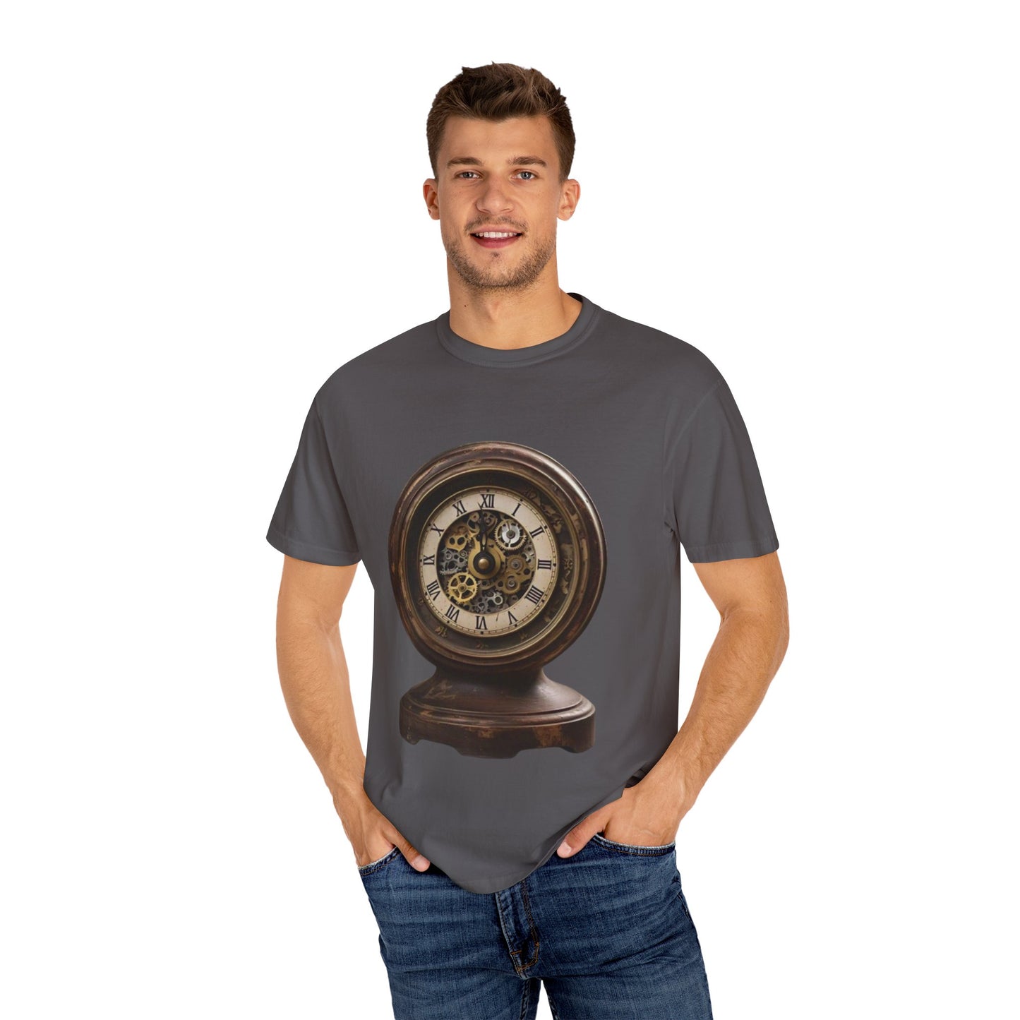 Vintage Clock Graphic Unisex Garment-Dyed T-Shirt