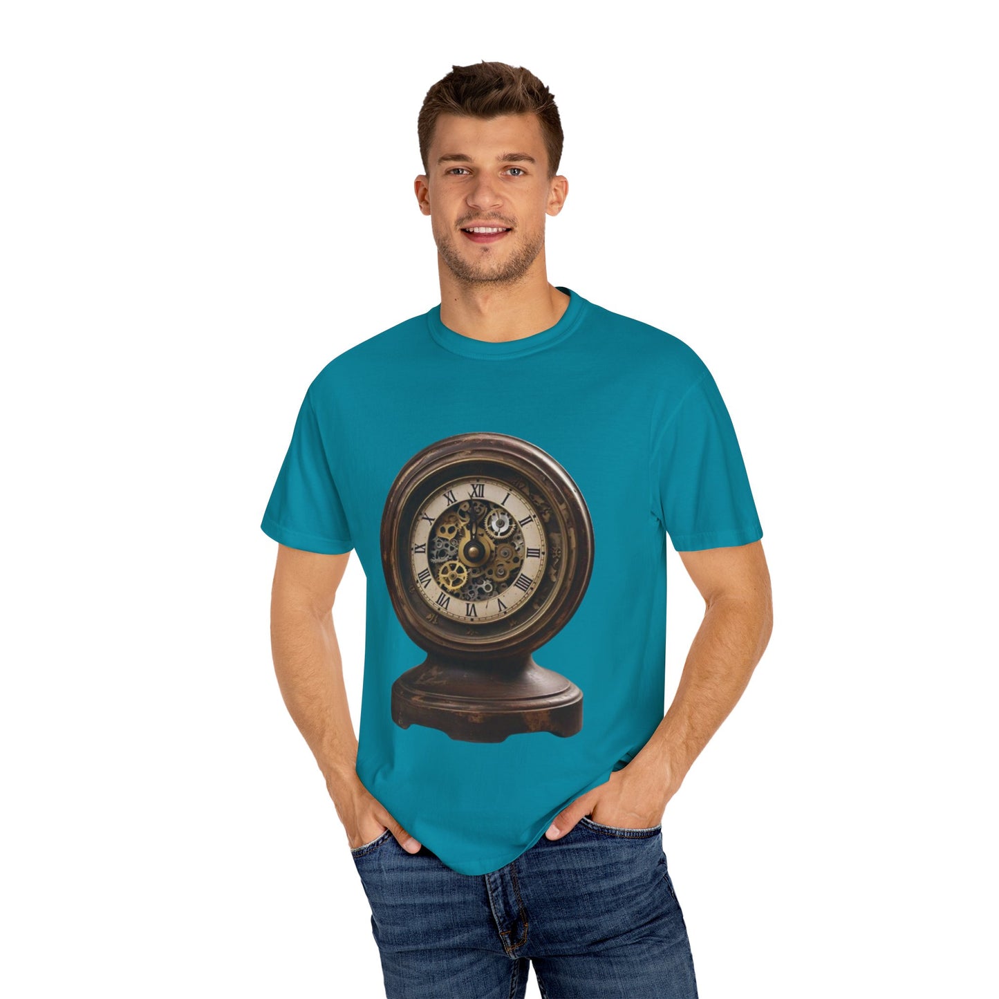 Vintage Clock Graphic Unisex Garment-Dyed T-Shirt