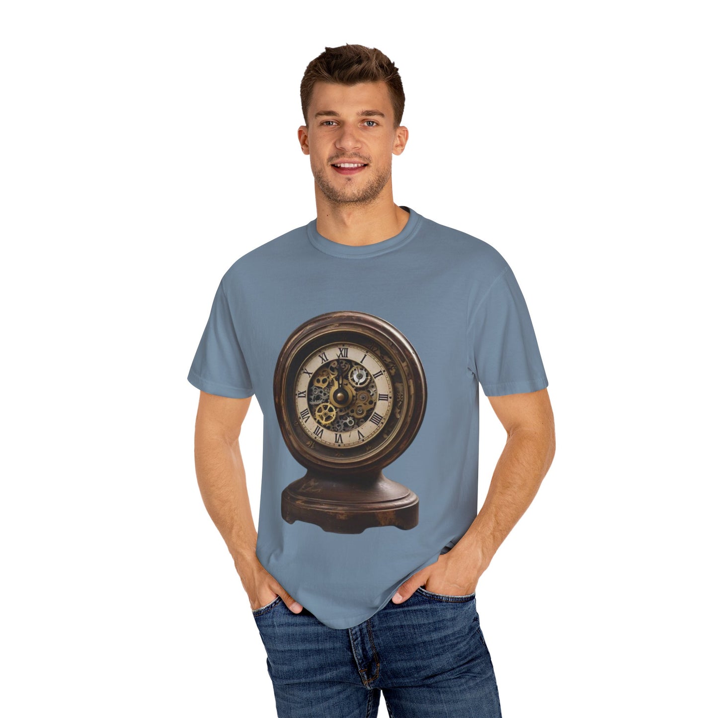 Vintage Clock Graphic Unisex Garment-Dyed T-Shirt