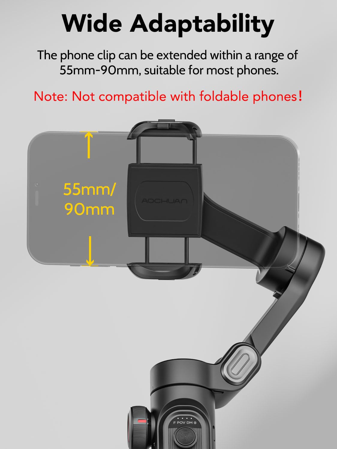 AOCHUAN Phone Gimbal Stabilizer 3-Axis Smartphone Foldable Handheld Gimbal for iPhone with Focus Wheel TikTok YouTube Vlog Stabilizer for iPhone16 15 14 13 12 Pro Max Android-Smart XE