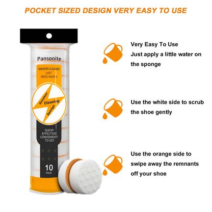 Pansonite Instant Sole and Sneaker Cleaner, Premium Dual-Sided Sponge Shoe Cleaner Perfect for Shoe Soles Cleaning (10 Pack)