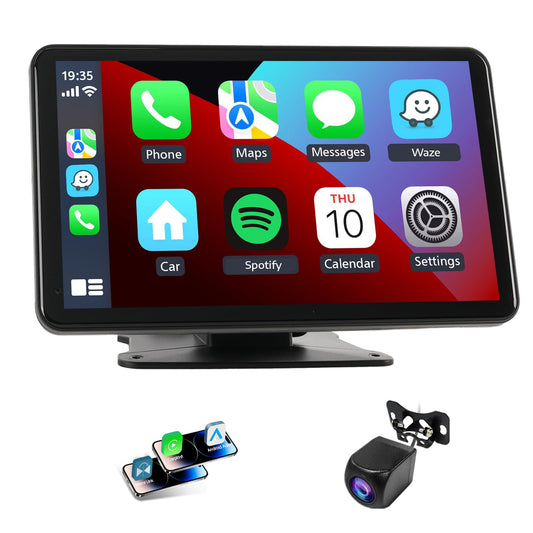 Portable Wireless Apple Carplay Screen for Car,7 Inch Car Stereo Wireless Carplay & Android Auto,1080p Backup Camera Car Audio Receivers GPS Navigation Mirror Link