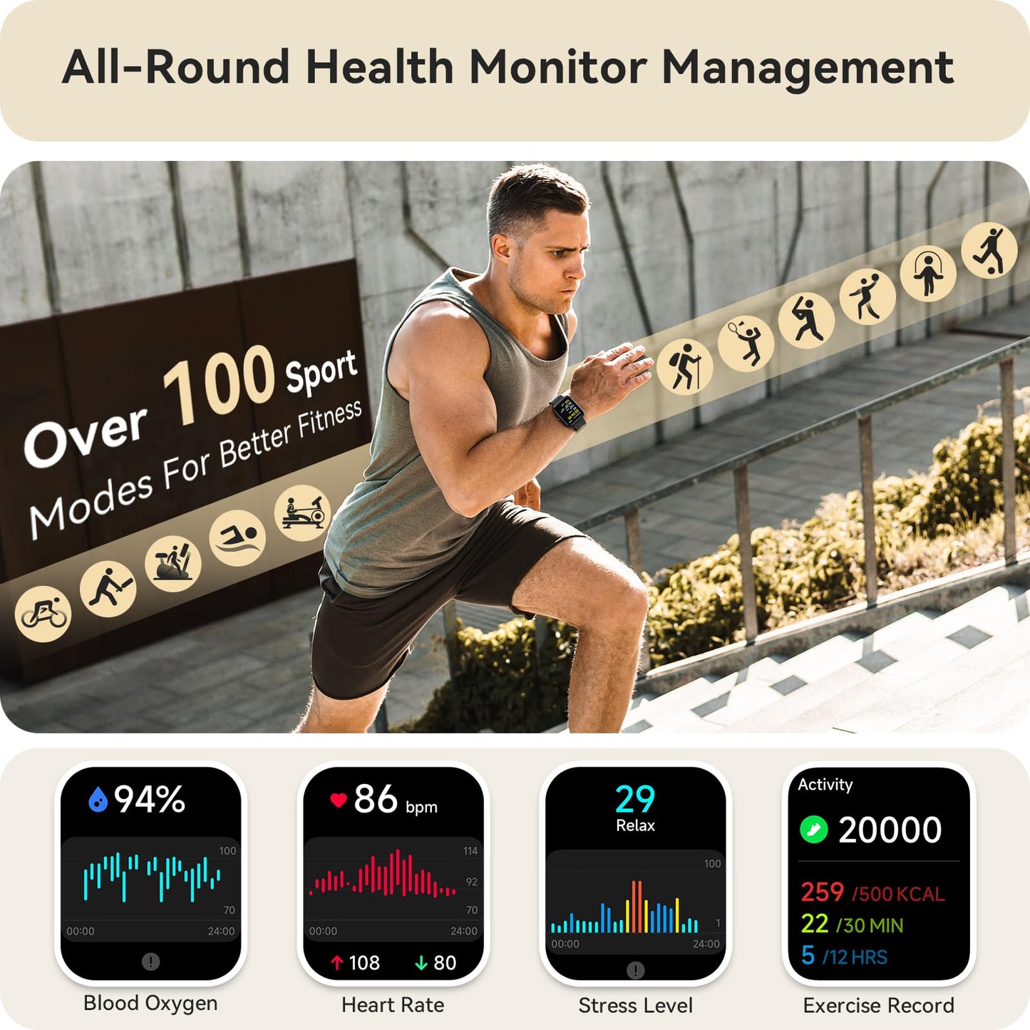 Smart Watch for Women Men, Smartwatch for iPhone & Android Bluetooth (Answer/Call) Built-in Alexa, 1.91" HD Fitness Tracker with 105+ Sport Modes, IP68 Waterproof, Sleep/Heart Rate/SpO2/Stress Monitor