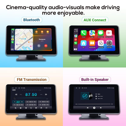 Portable Wireless Apple Carplay Screen for Car,7 Inch Car Stereo Wireless Carplay & Android Auto,1080p Backup Camera Car Audio Receivers GPS Navigation Mirror Link