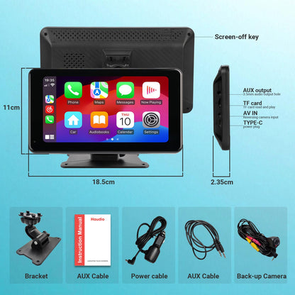 Portable Wireless Apple Carplay Screen for Car,7 Inch Car Stereo Wireless Carplay & Android Auto,1080p Backup Camera Car Audio Receivers GPS Navigation Mirror Link
