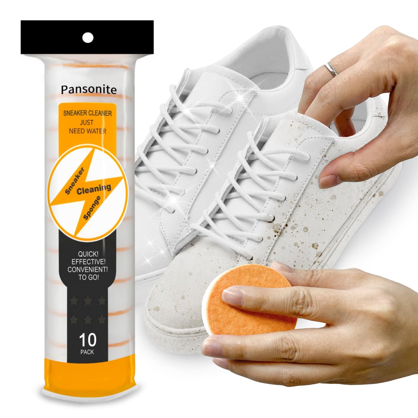 Pansonite Instant Sole and Sneaker Cleaner, Premium Dual-Sided Sponge Shoe Cleaner Perfect for Shoe Soles Cleaning (10 Pack)