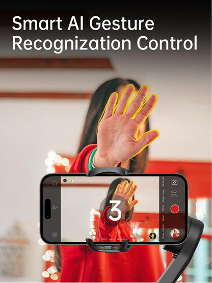 AOCHUAN Phone Gimbal Stabilizer 3-Axis Smartphone Foldable Handheld Gimbal for iPhone with Focus Wheel TikTok YouTube Vlog Stabilizer for iPhone16 15 14 13 12 Pro Max Android-Smart XE