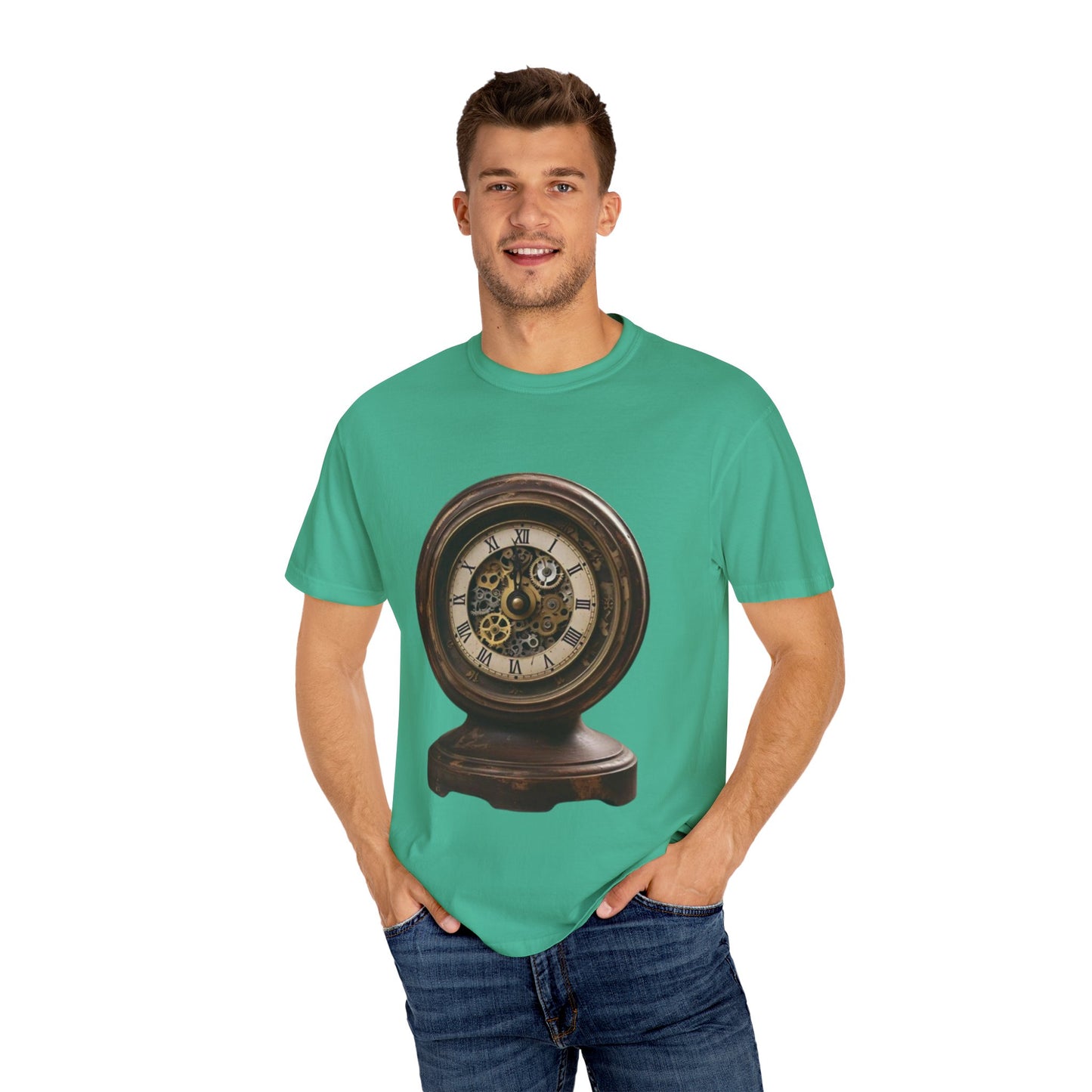 Vintage Clock Graphic Unisex Garment-Dyed T-Shirt